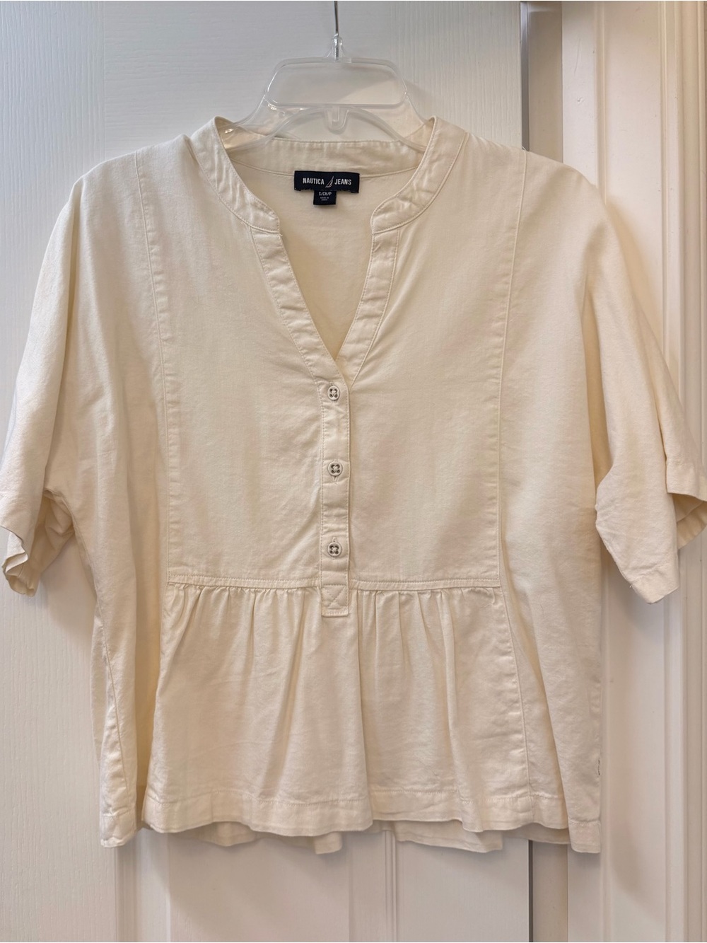 Nautica Cream Button-Peplum Blouse